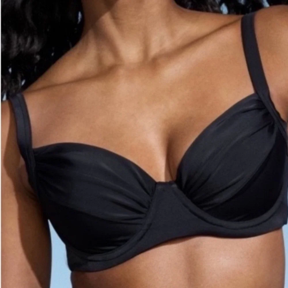 Lands' End Women's Black Underwire Bikini Top UPF 50 Size 18,‎ NWT